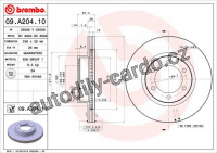 Brzdový kotouč BREMBO 09.A204.10 - TOYOTA