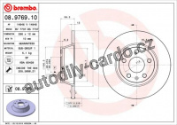 Brzdový kotouč BREMBO 08.9769.10 - AUDI