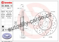 Brzdový kotouč BREMBO 09.B356.1X - CHEVROLET, OPEL, VAUXHALL