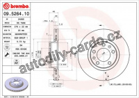 Brzdový kotouč BREMBO 09.5264.10 - CITROËN, PEUGEOT