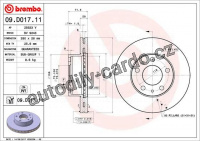 Brzdový kotouč BREMBO 09.D017.11 - CITROËN, FIAT, PEUGEOT
