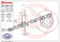Brzdový kotouč BREMBO 08.9364.20 - ALFA ROMEO