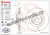 Brzdový kotouč BREMBO 09.8841.30 - AUDI