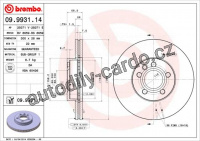 Brzdový kotouč BREMBO 09.9931.14 - FORD, SEAT, VW
