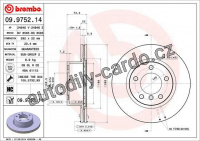 Brzdový kotouč BREMBO 09.9752.14 - BMW