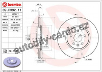 Brzdový kotouč BREMBO 09.D392.11 - OPEL