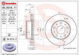 Brzdový kotouč BREMBO 09.D018.11 - CITROËN, FIAT, PEUGEOT