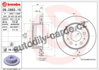 Brzdový kotouč BREMBO 09.C663.11 - CITROËN, FIAT, PEUGEOT