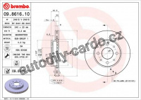 Brzdový kotouč BREMBO 09.8616.10 - FIAT