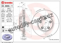 Brzdový kotouč BREMBO 09.9868.11 - PORSCHE, VW