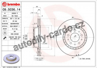 Brzdový kotouč BREMBO 09.5036.14 - VOLVO