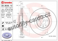 Brzdový kotouč BREMBO 09.B039.11 - AUDI