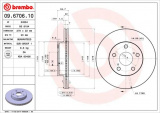 Brzdový kotouč BREMBO 09.6706.10 - TOYOTA