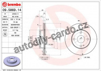 Brzdový kotouč BREMBO 09.5869.14 - MAZDA