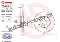 Brzdový kotouč BREMBO 09.5870.34 - CITROËN, PEUGEOT