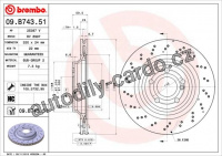 Brzdový kotouč BREMBO 09.B743.51 - MERCEDES-BENZ