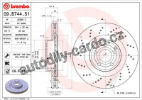 Brzdový kotouč BREMBO 09.B744.51 - MERCEDES-BENZ