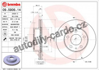Brzdový kotouč BREMBO 09.5906.14 - CITROËN, FIAT, PEUGEOT