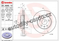 Brzdový kotouč BREMBO 09.A969.10 - CHEVROLET, OPEL, SAAB