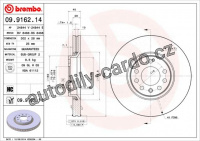 Brzdový kotouč BREMBO 09.9162.14 - OPEL, SAAB