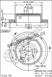 Brzdový kotouč BREMBO 09.5706.10 - TOYOTA