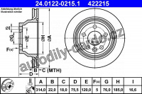 Brzdový kotouč ATE 24.0122-0215 (AT 422215) - VW