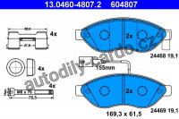 Sada brzdových destiček ATE 13.0460-4807 (AT 604807) - CITROËN, FIAT, PEUGEOT