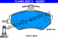 Sada brzdových destiček ATE 13.0460-2957 (AT 602957) - SEAT, VW