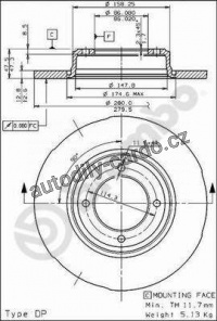 Brzdový kotouč BREMBO 08.3965.20 - SAAB Brzdový kotouč BREMBO 08.3965.20 - SAAB