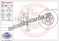 Brzdový kotouč BREMBO 08.6911.14 - AUDI