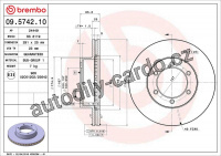 Brzdový kotouč BREMBO 09.5742.10 - TOYOTA