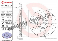 Brzdový kotouč BREMBO 09.A829.2X - CITROËN, DS, PEUGEOT