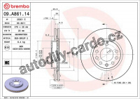 Brzdový kotouč BREMBO 09.A861.14 - OPEL