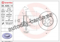 Brzdový kotouč BREMBO 08.4250.14 - OPEL