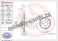 Brzdový kotouč BREMBO 09.4765.14 - AUDI, SEAT, VW