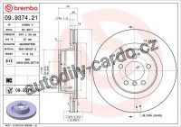 Brzdový kotouč BREMBO 09.9374.21 - LAND ROVER Brzdový kotouč BREMBO 09.9374.21 - LAND ROVER
