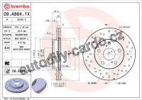 Brzdový kotouč BREMBO 09.A864.1X - TOYOTA