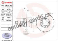 Brzdový kotouč BREMBO 08.6952.10 - SUBARU Brzdový kotouč BREMBO 08.6952.10 - SUBARU