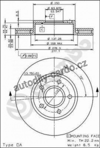 Brzdový kotouč BREMBO 09.5795.10 - FORD
