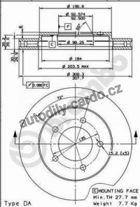 Brzdový kotouč BREMBO 09.7653.10 - FORD USA