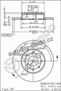 Brzdový kotouč BREMBO 08.4917.20 - ALFA ROMEO