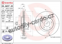 Brzdový kotouč BREMBO 09.A637.20 - CITROËN, MITSUBISHI, PEUGEOT Brzdový kotouč BREMBO 09.A637.20 - CITROËN, MITSUBISHI, PEUGEOT