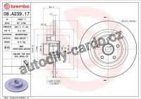 Brzdový kotouč BREMBO 08.A239.17 - RENAULT