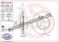 Brzdový kotouč BREMBO 09.A706.11 - KIA