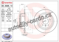 Brzdový kotouč BREMBO 08.5698.10 - JAGUAR Brzdový kotouč BREMBO 08.5698.10 - JAGUAR