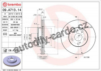 Brzdový kotouč BREMBO 09.A713.14 - TOYOTA Brzdový kotouč BREMBO 09.A713.14 - TOYOTA