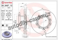 Brzdový kotouč BREMBO 09.9467.10 - MAN