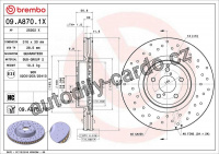 Brzdový kotouč BREMBO 09.A870.1X - SUBARU Brzdový kotouč BREMBO 09.A870.1X - SUBARU