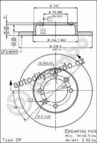 Brzdový kotouč BREMBO 08.4480.10 - RENAULT