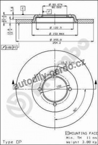 Brzdový kotouč BREMBO 08.4496.10 - MITSUBISHI Brzdový kotouč BREMBO 08.4496.10 - MITSUBISHI